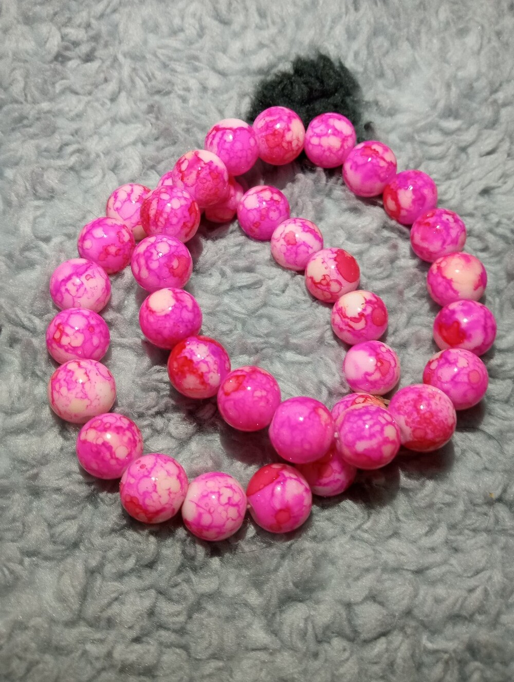 FUCHSIA PINK RARE TURQUOISE BEAD BRACELETS SET OF TWO FITS 6 TO 8 IN